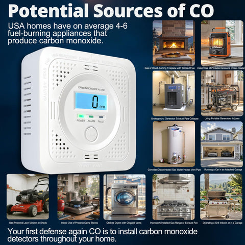 Pumwry CO detector 85dB alarm for clear alerts at home or travel
