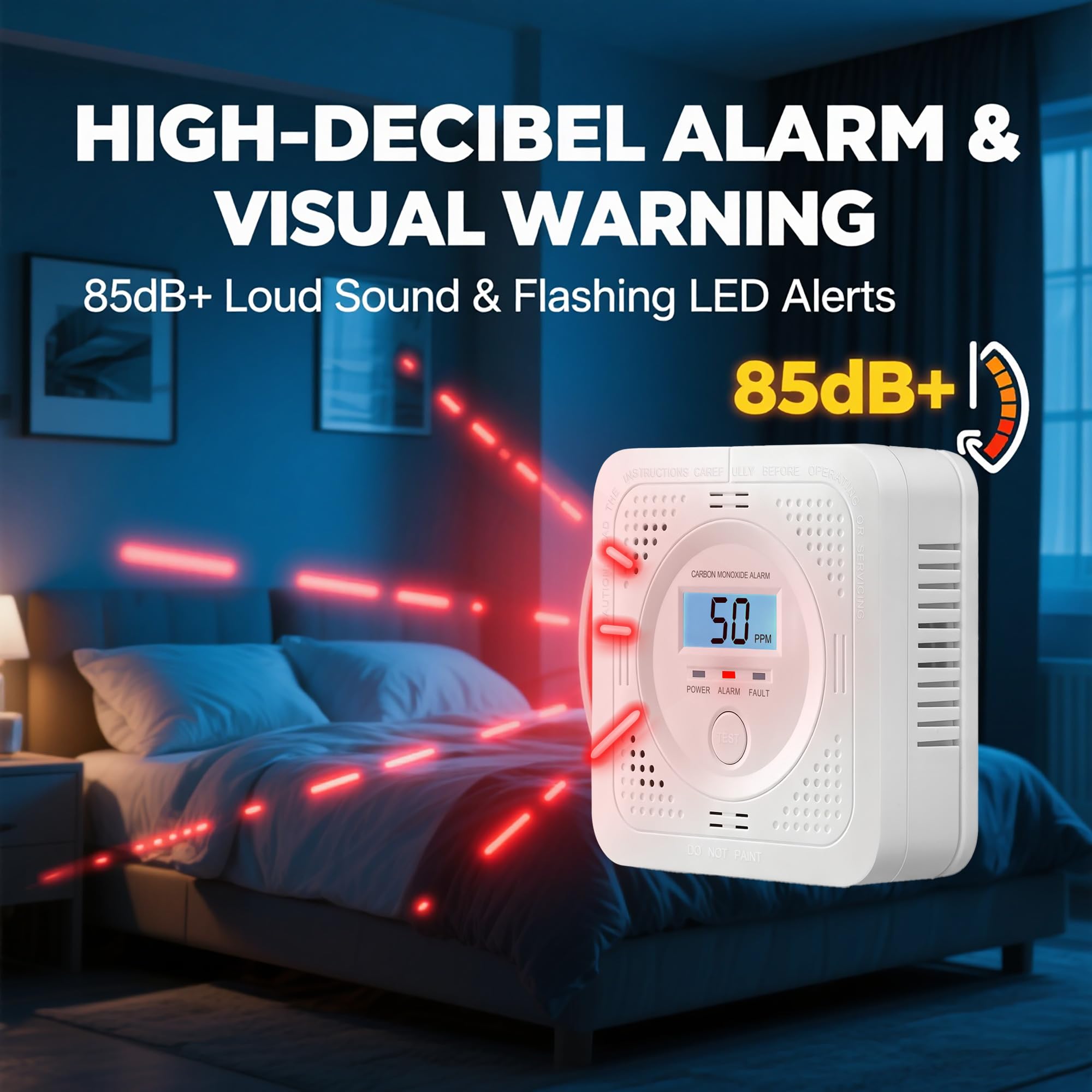 Pumwry CO detector peak memory history records 30 days of data