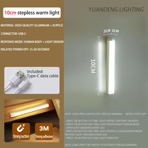 Punch-Free Smart Sensor LED Light shows USB-C charging port for quick recharge