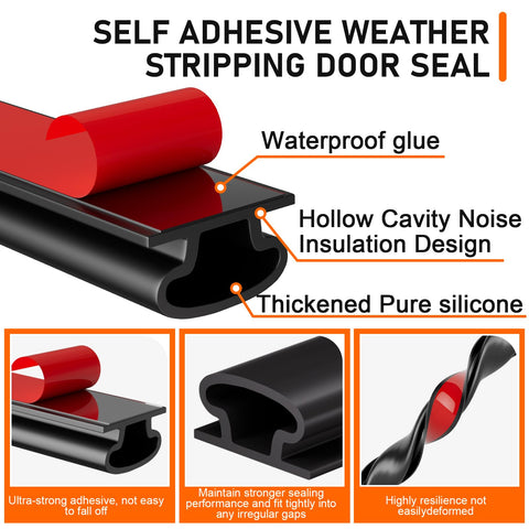 Pundin D-shape weather strip close-up shows thickened material for tight seal.