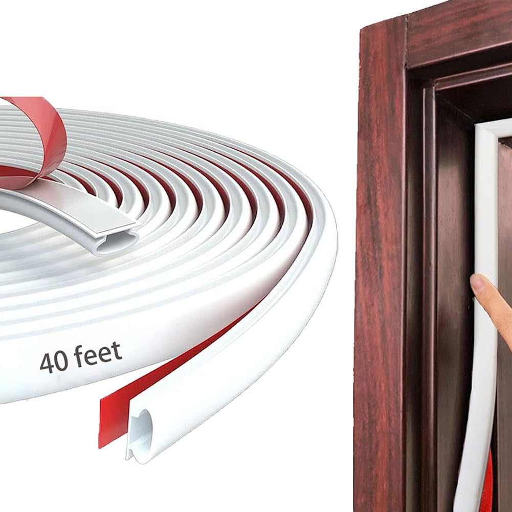 Pundin White rubber weather strip in D shape seals doors to block drafts.