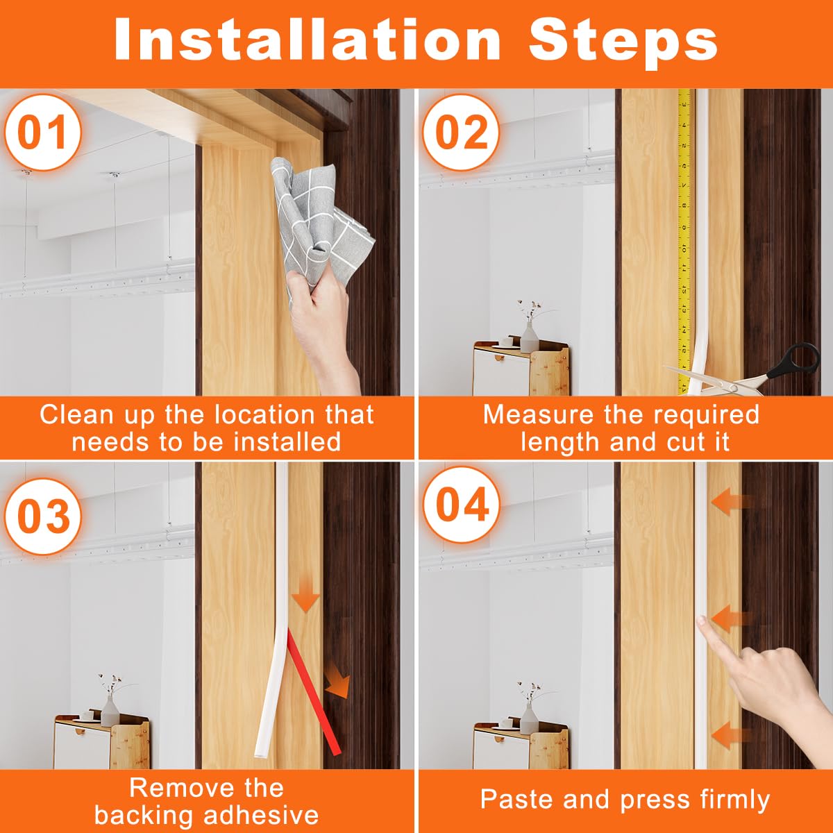 Pundin versatile weather strip for doors, windows, appliances, and cabinets.