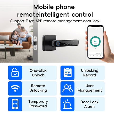 PUNIAMOLOCKY smart door knob keypad in hand showing one-handed operation.