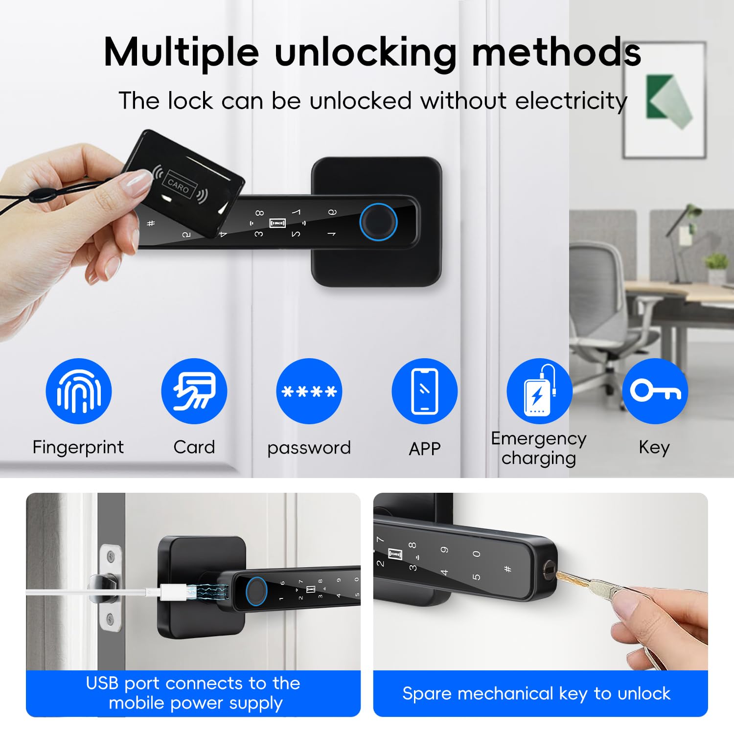 PUNIAMOLOCKY smart door knob keypad installation steps from box to mounted lock.