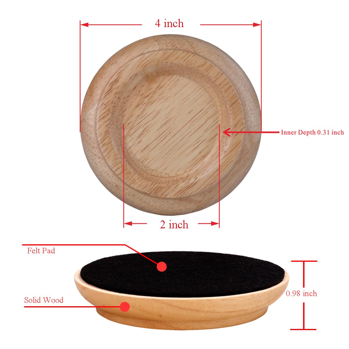 PUNK hardwood caster pads feature anti-slip felt for quiet operation.