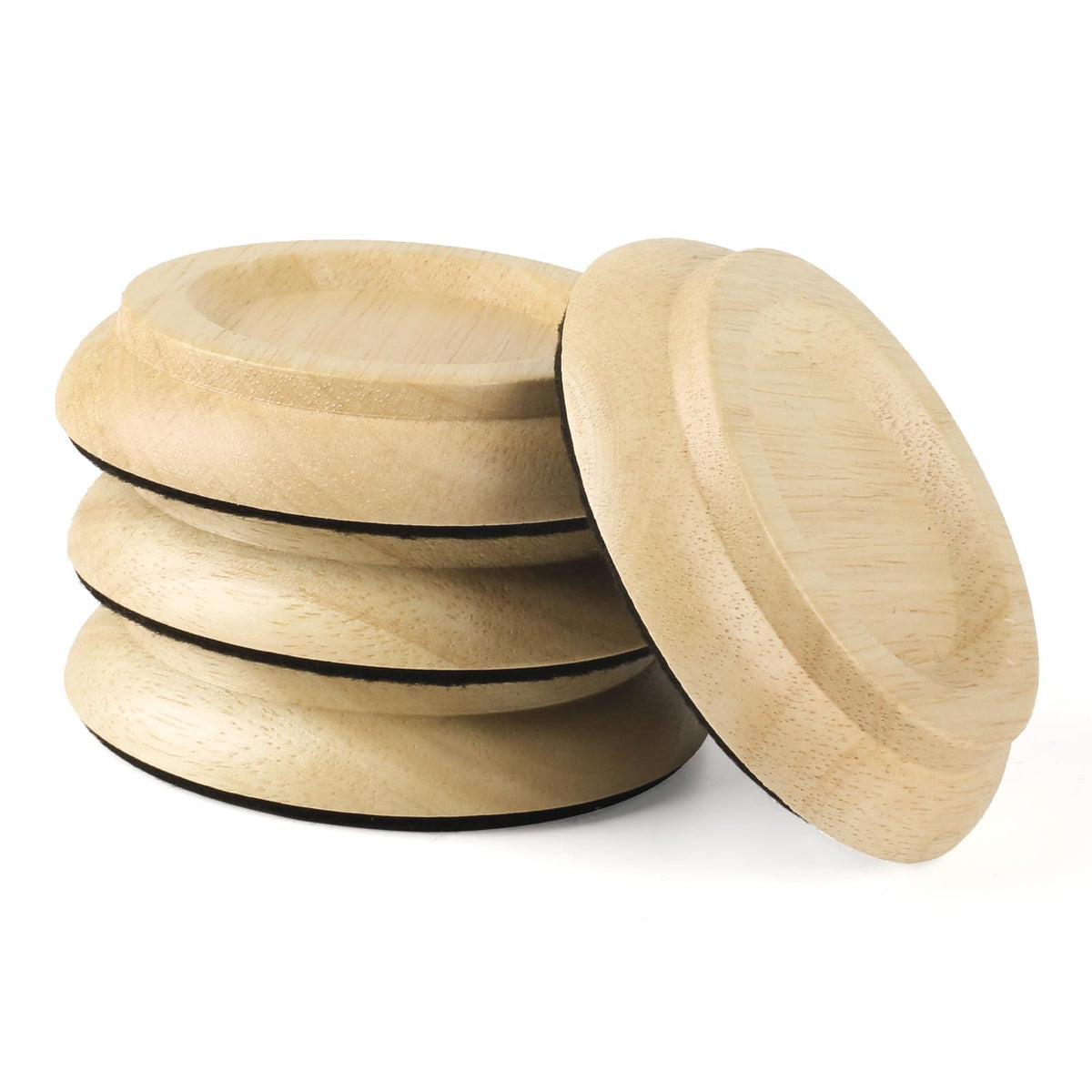 PUNK upright piano caster cups in natural wood protect floors under piano legs.