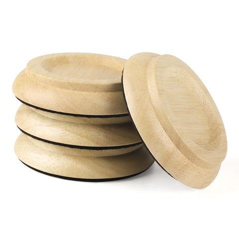 PUNK upright piano caster cups in natural wood protect floors under piano legs.