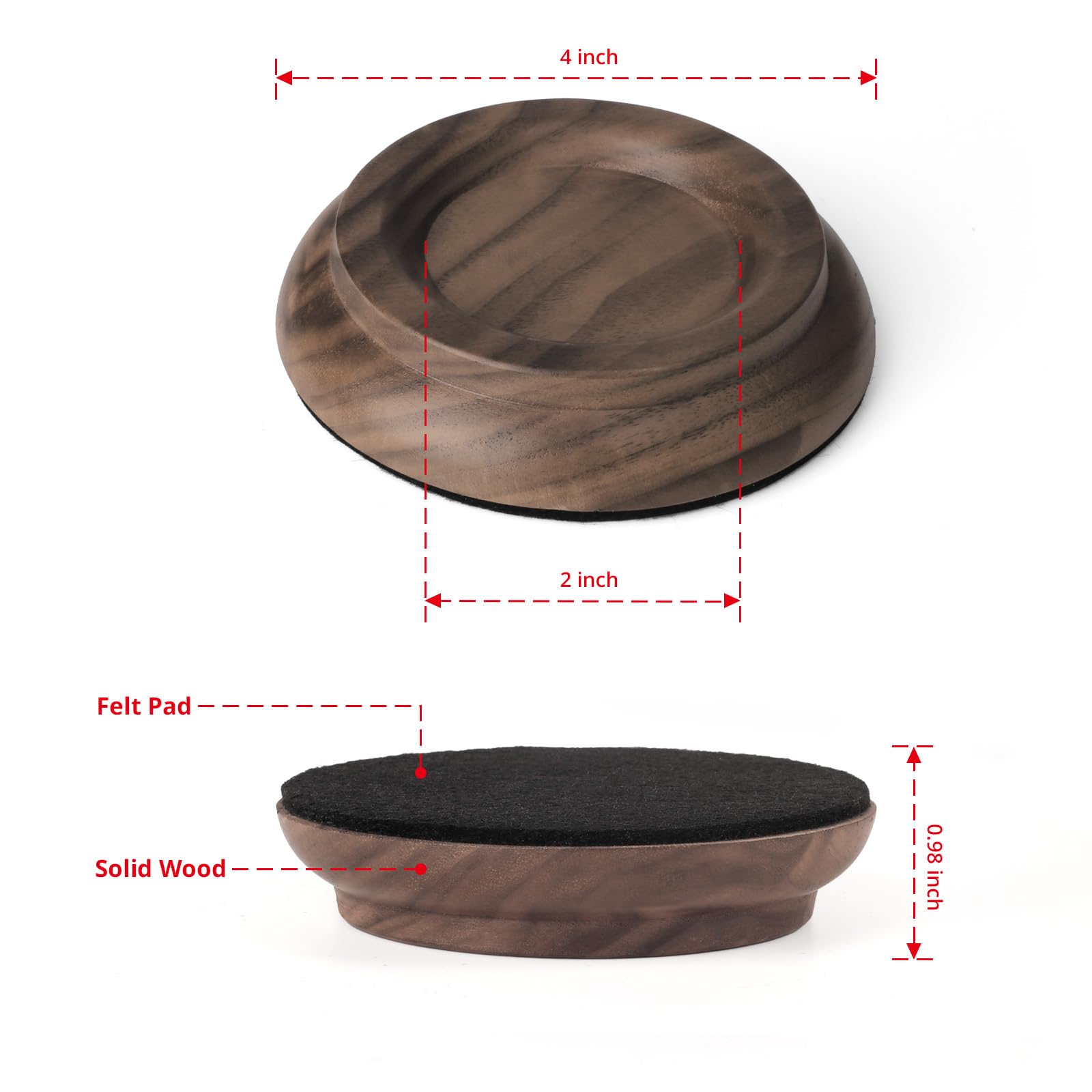 PUNK caster cups with non-slip felt bottom cushion and protect surfaces
