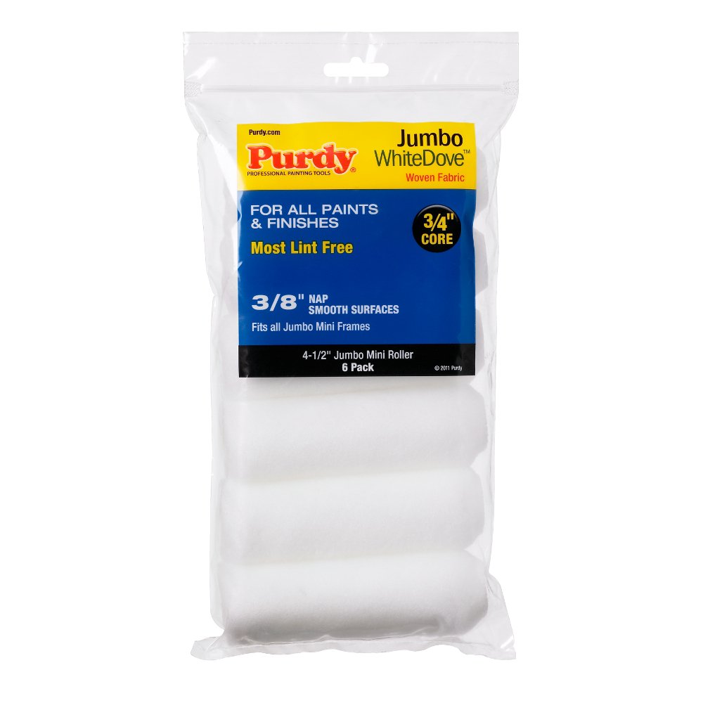 Purdy WhiteDove jumbo mini roller replacements 6-pack for smooth lint-free finishes