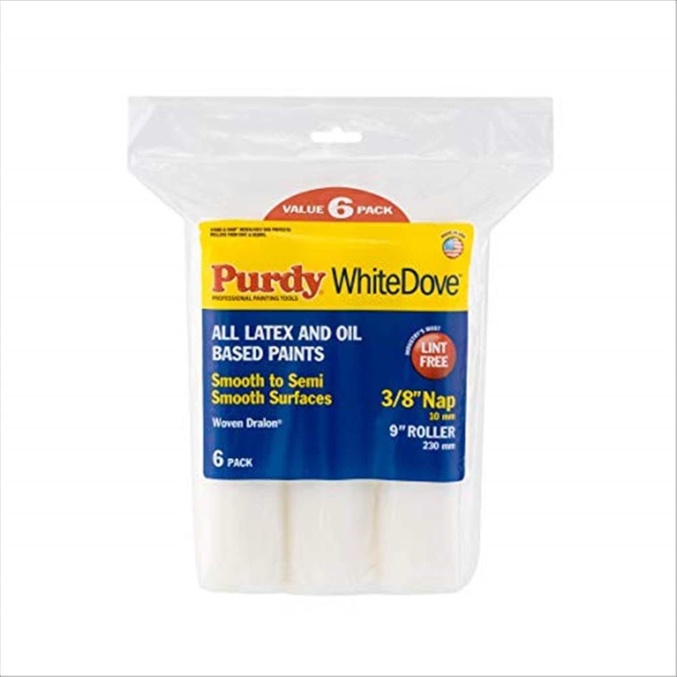 Purdy WhiteDove roller cover delivers a smooth, lint-free finish on interior walls.