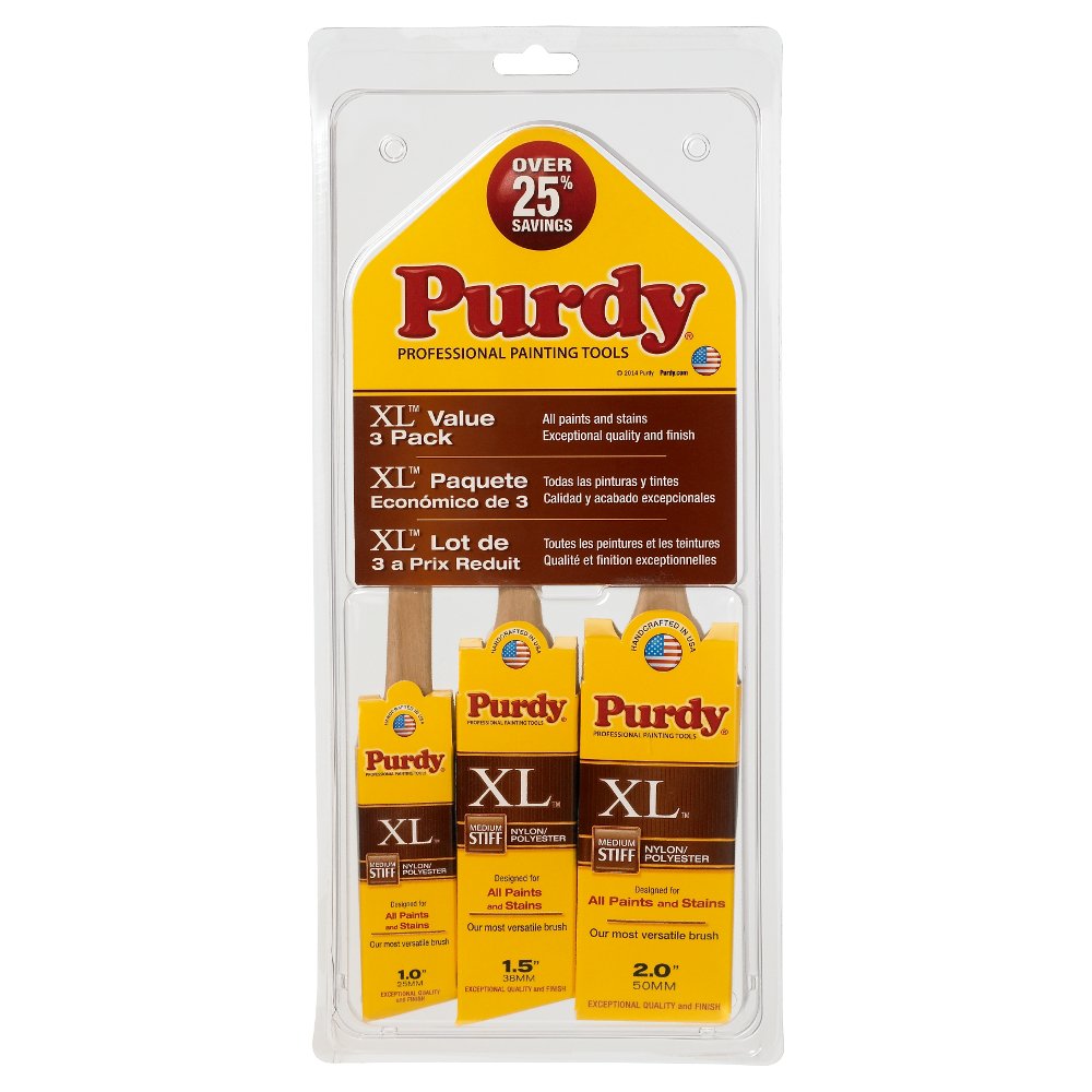 Purdy XL Dale 1-inch brush for precise trim and touch-ups.