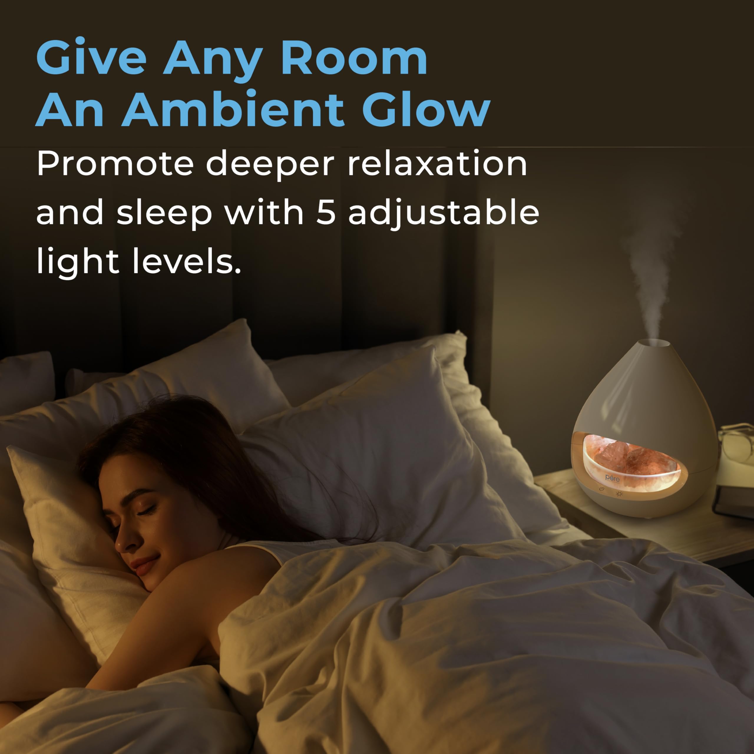 Pure Enrichment PureGlow Crystal with warm ambient glow for evening calm