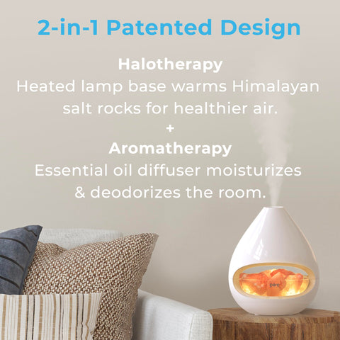 Pure Enrichment PureGlow Crystal diffuser releasing a gentle mist for aromatherapy