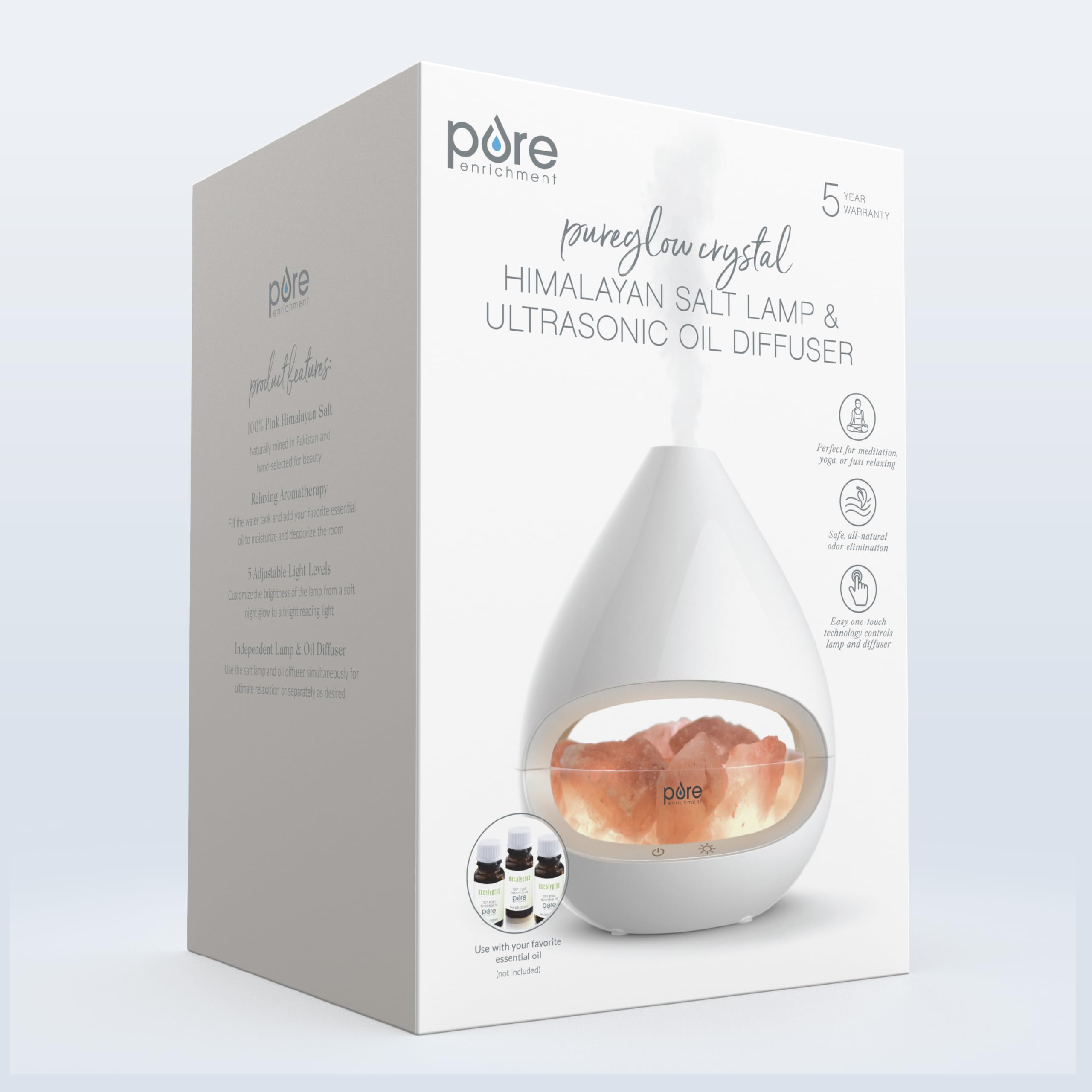 Compact 2-in-1 design from Pure Enrichment for bedside or desk spaces