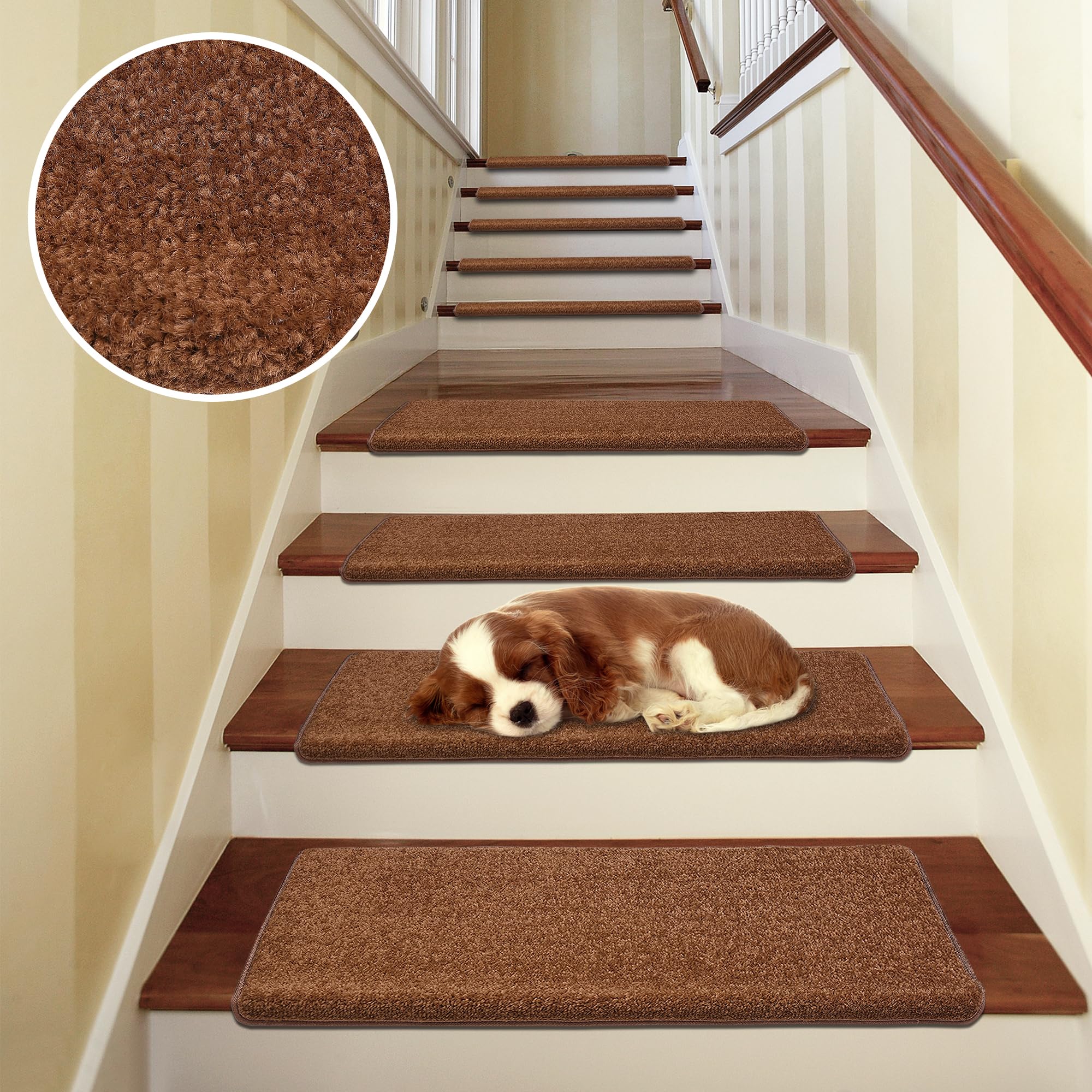 PURE ERA brown stair treads fit most indoor stairs