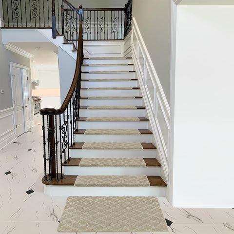 Pure Era stair treads with anti-slip backing on hardwood steps