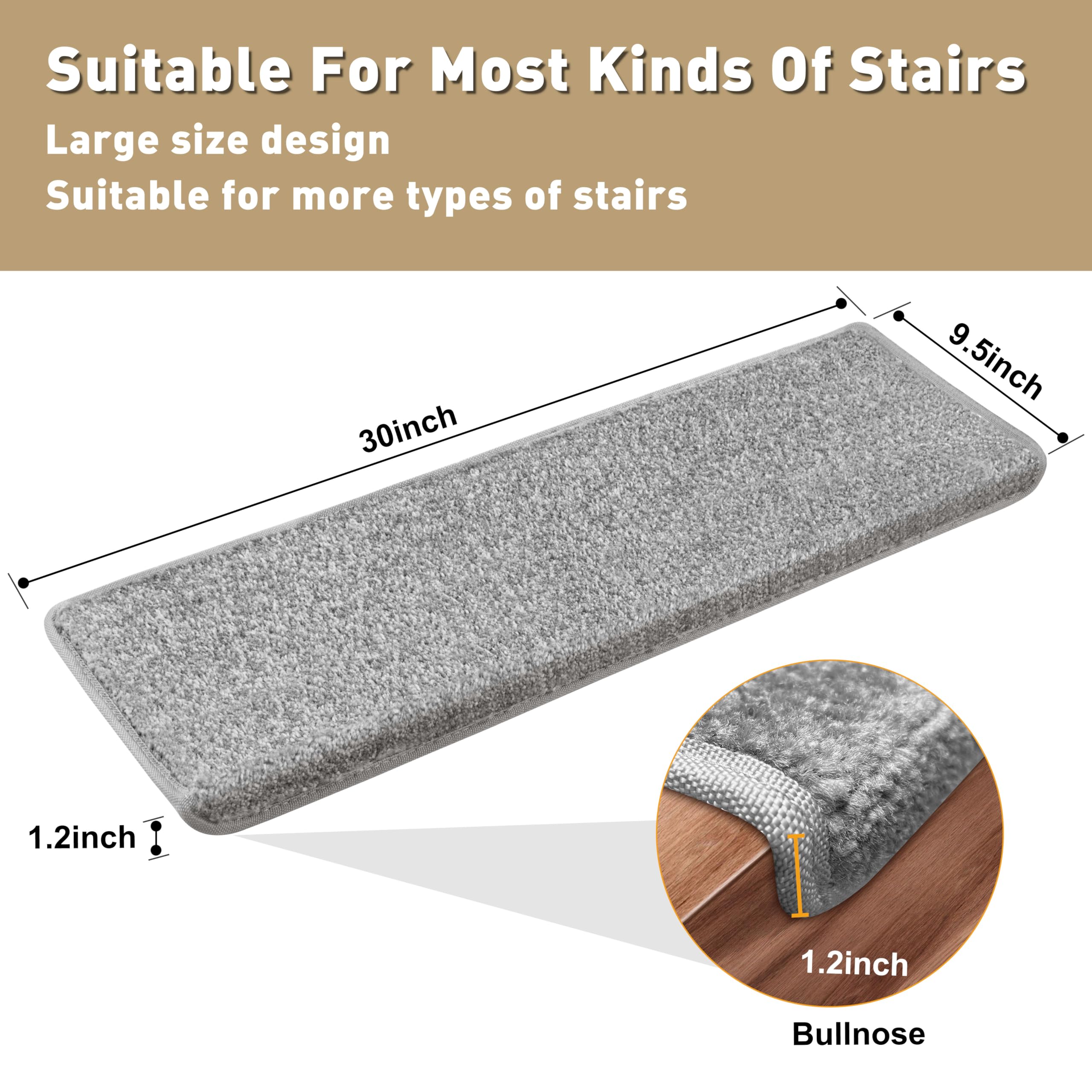 PURE ERA Gray bullnose stair treads blend with decor while protecting steps.