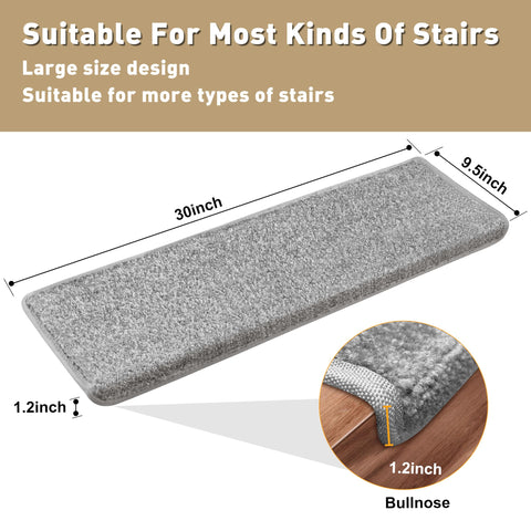PURE ERA Gray bullnose stair treads blend with decor while protecting steps.