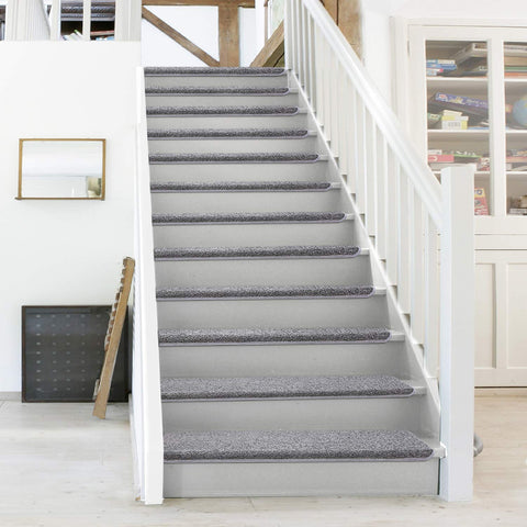 PURE ERA Bullnose stair treads with non-slip backing prevent movement on hardwood stairs.