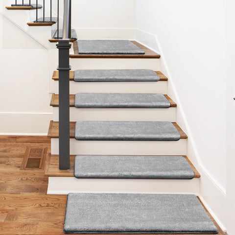 PURE ERA non-slip backing gray treads keep stairs secure on smooth surfaces