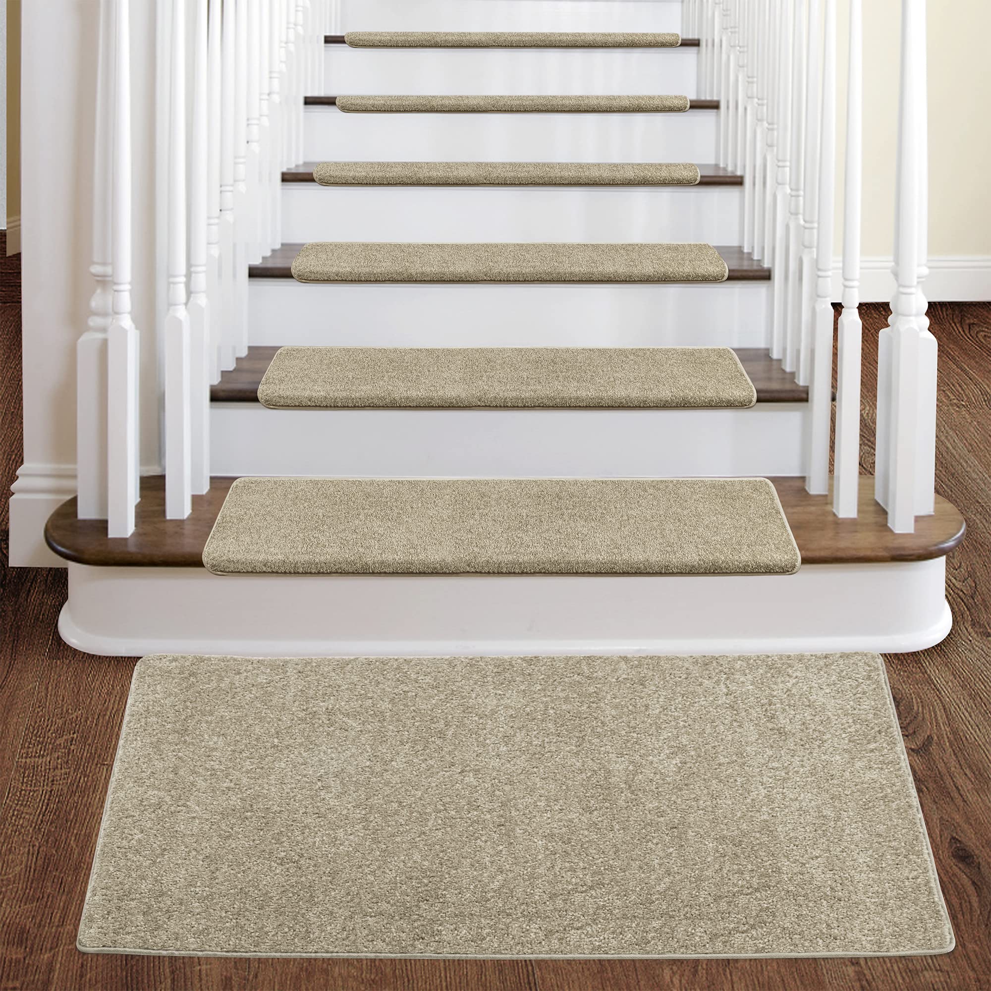 Pure Era stair tread cream grey back close-up on gel backing adhesion