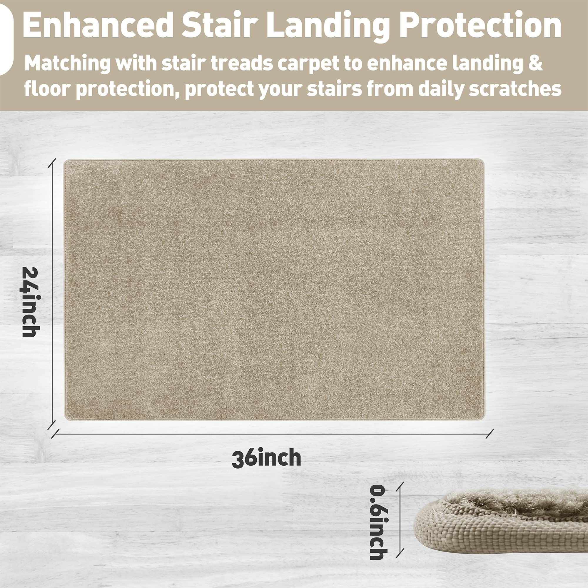 Pure Era stair tread cream grey side view on stairs for secure fit
