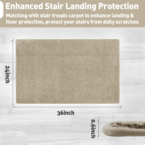 Pure Era stair tread cream grey side view on stairs for secure fit