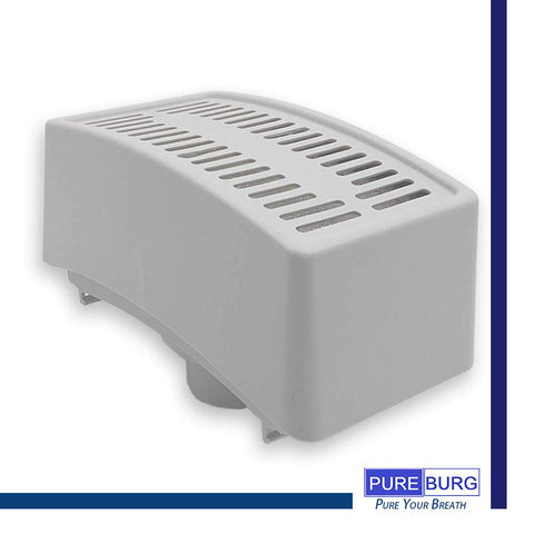 Pureburg filter media close-up showing dense filtration for dust and allergens.