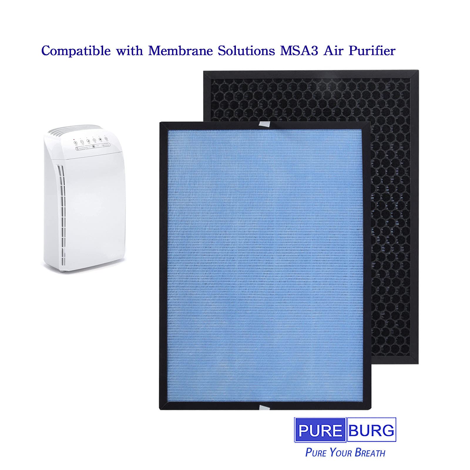 Pureburg MSA3 filter pack back view packaging shown for quick replacement