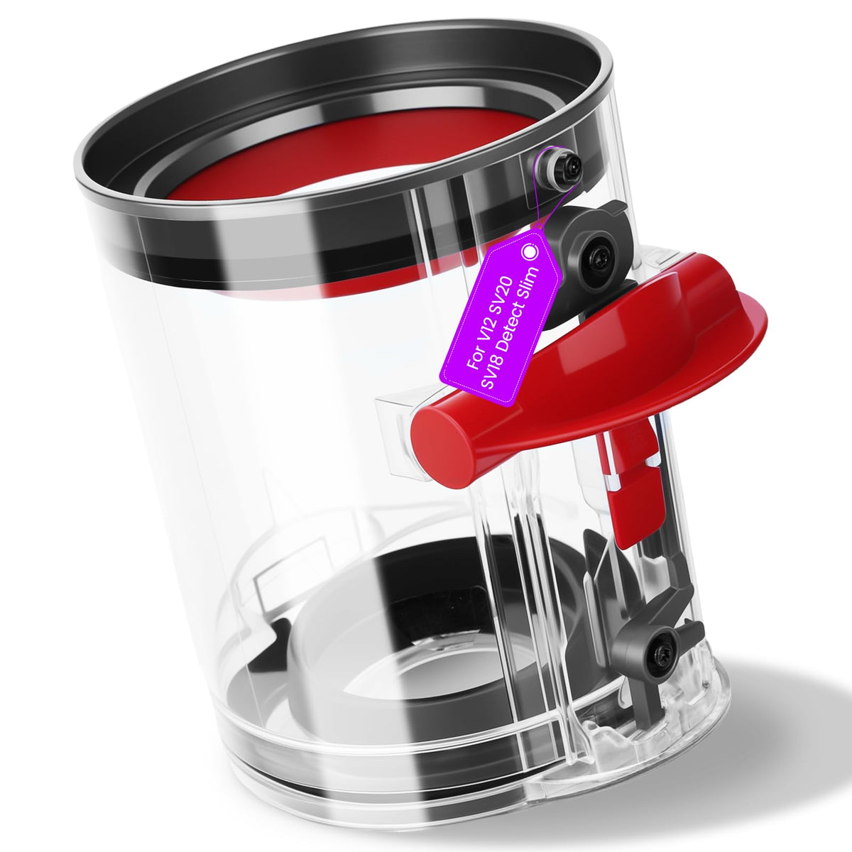 PUREGUST dust bin replacement close-up highlights airtight seal for strong suction.