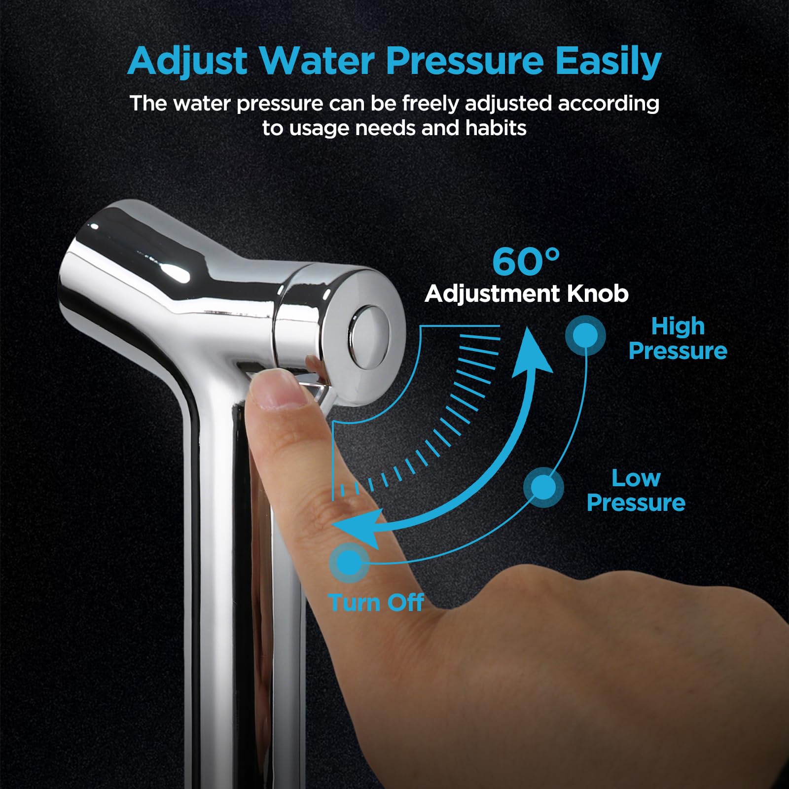 PureHome bidet sprayer with shut-off valve showing effortless control.