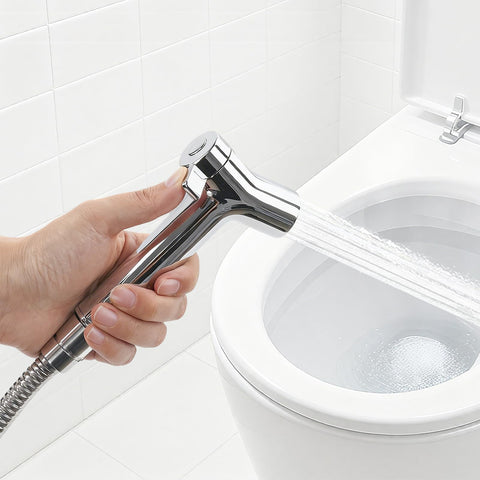 PureHome handheld bidet sprayer in hand for precise cleansing and comfort.