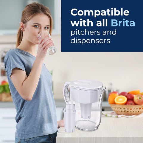 Pureline Brita pitcher in-use pouring—crisp, clean water from advanced filtration