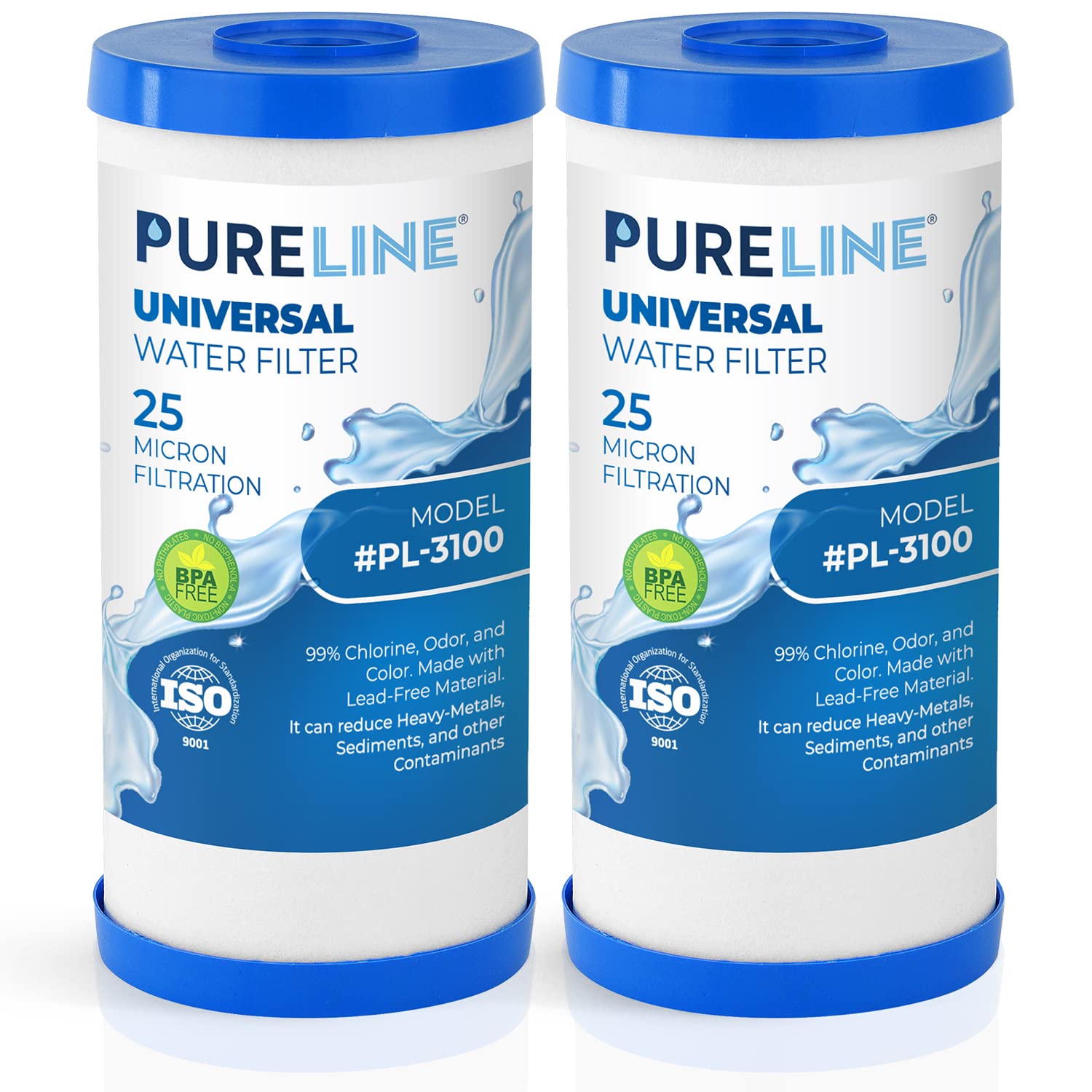 PURELINE FXHTC 25-micron filter front view for GE and Culligan systems delivers clean water.