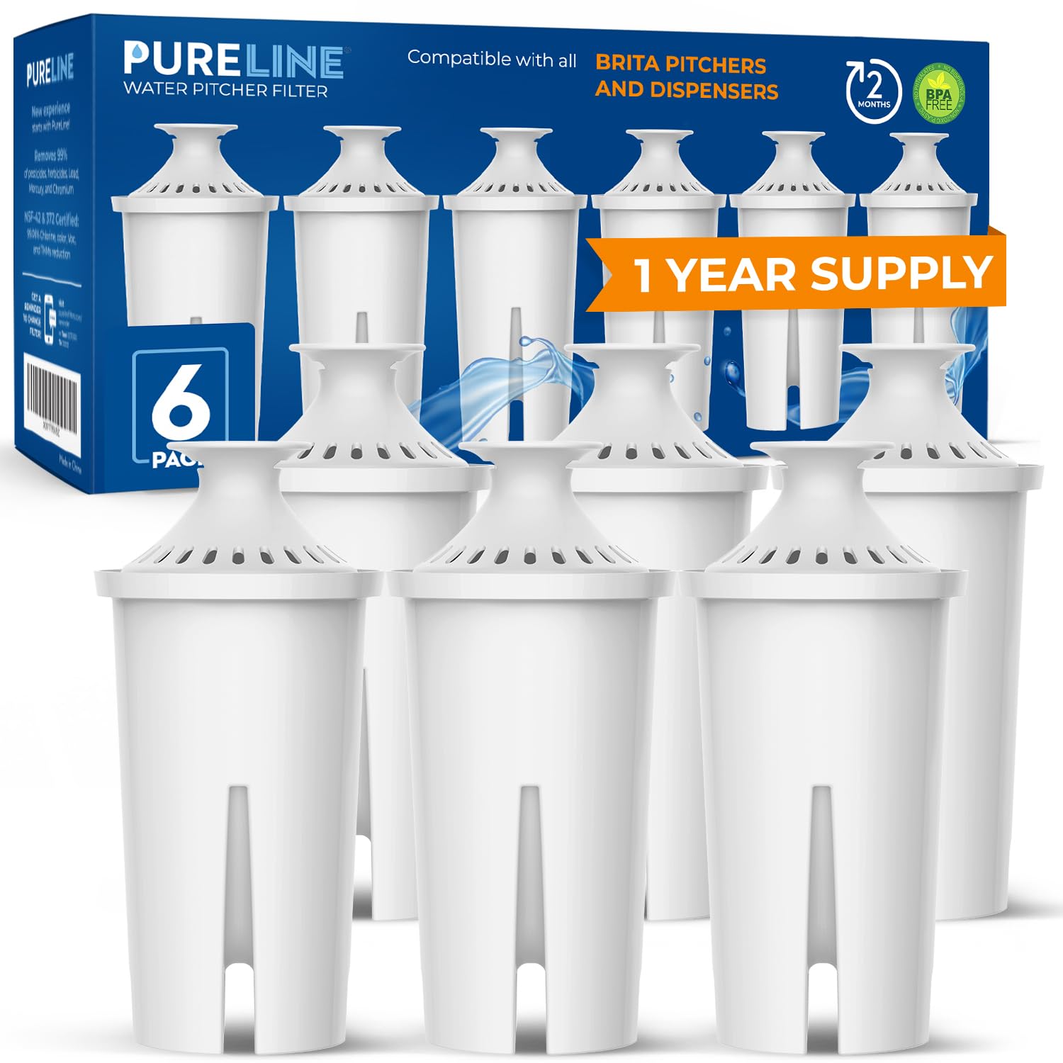 Pureline replacement filter for Brita pitchers—close-up shows filtration capability