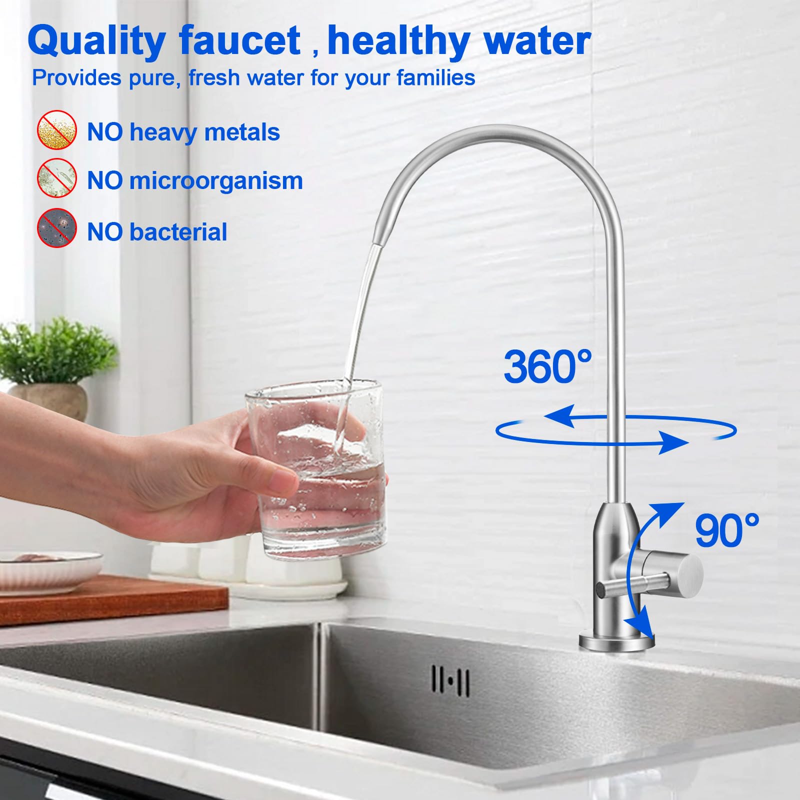 PURENAT faucet with push-connect outlets for RO systems and filters.