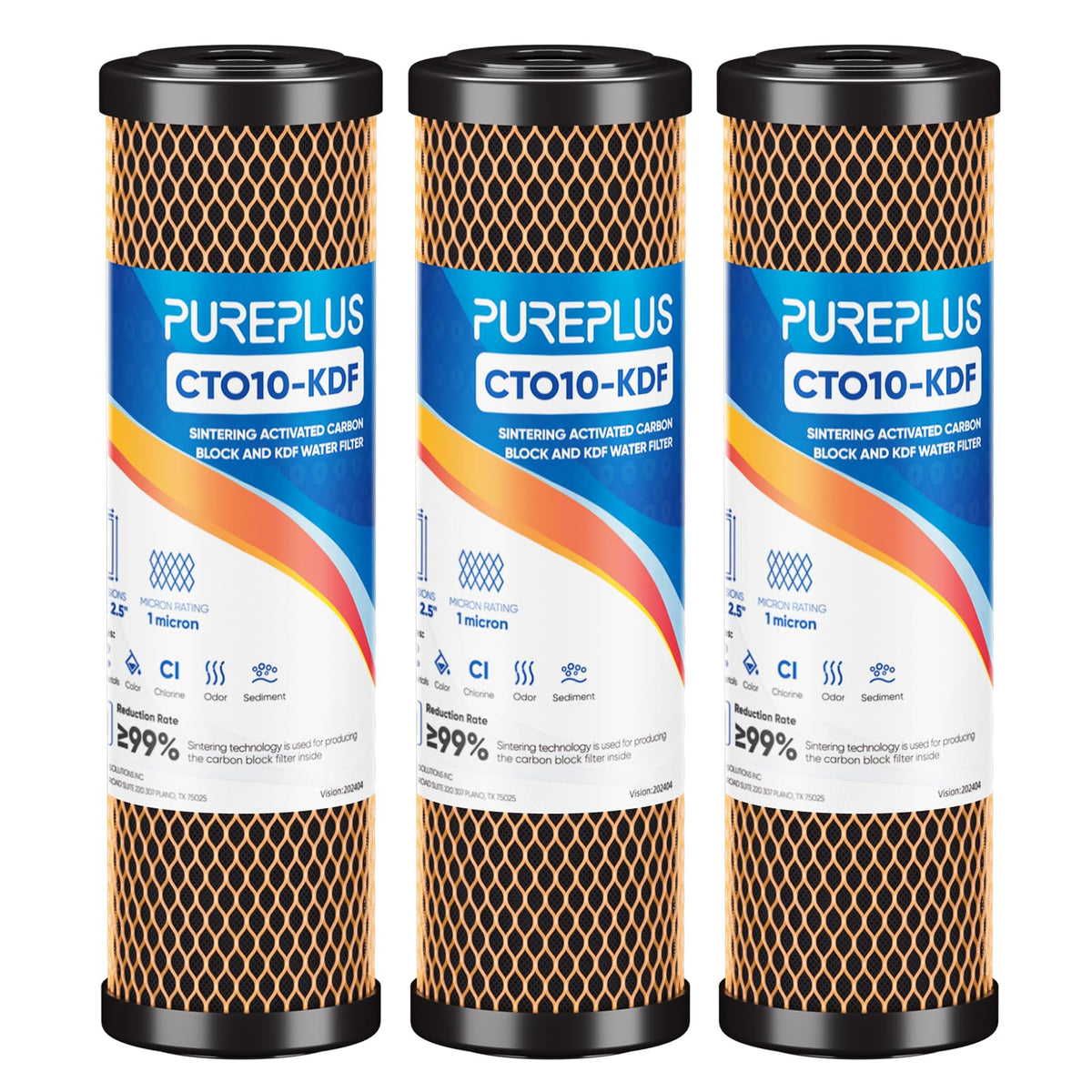 PUREPLUS 1-micron CTO carbon filter in a 2.5x10 cartridge for whole-house use