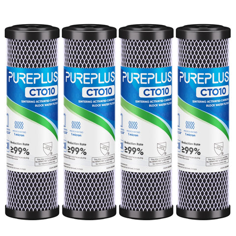 PUREPLUS 1-micron CTO filter package ready for installation, promoting clearer water.