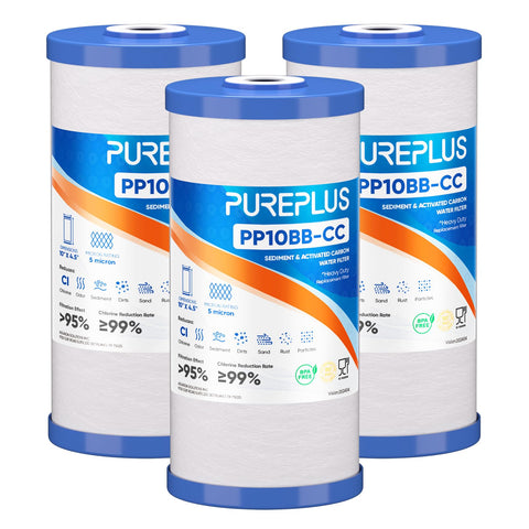 PurePlus 5 micron FXHTC cartridge filters sediment for clearer, fresher water.