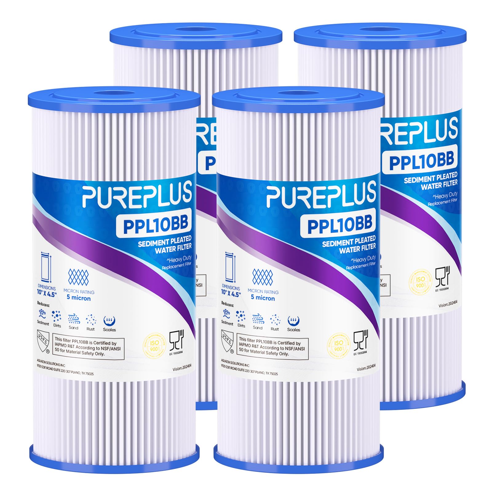 PUREPLUS 5 micron sediment filter for well water improves clarity and reduces visible sediment.