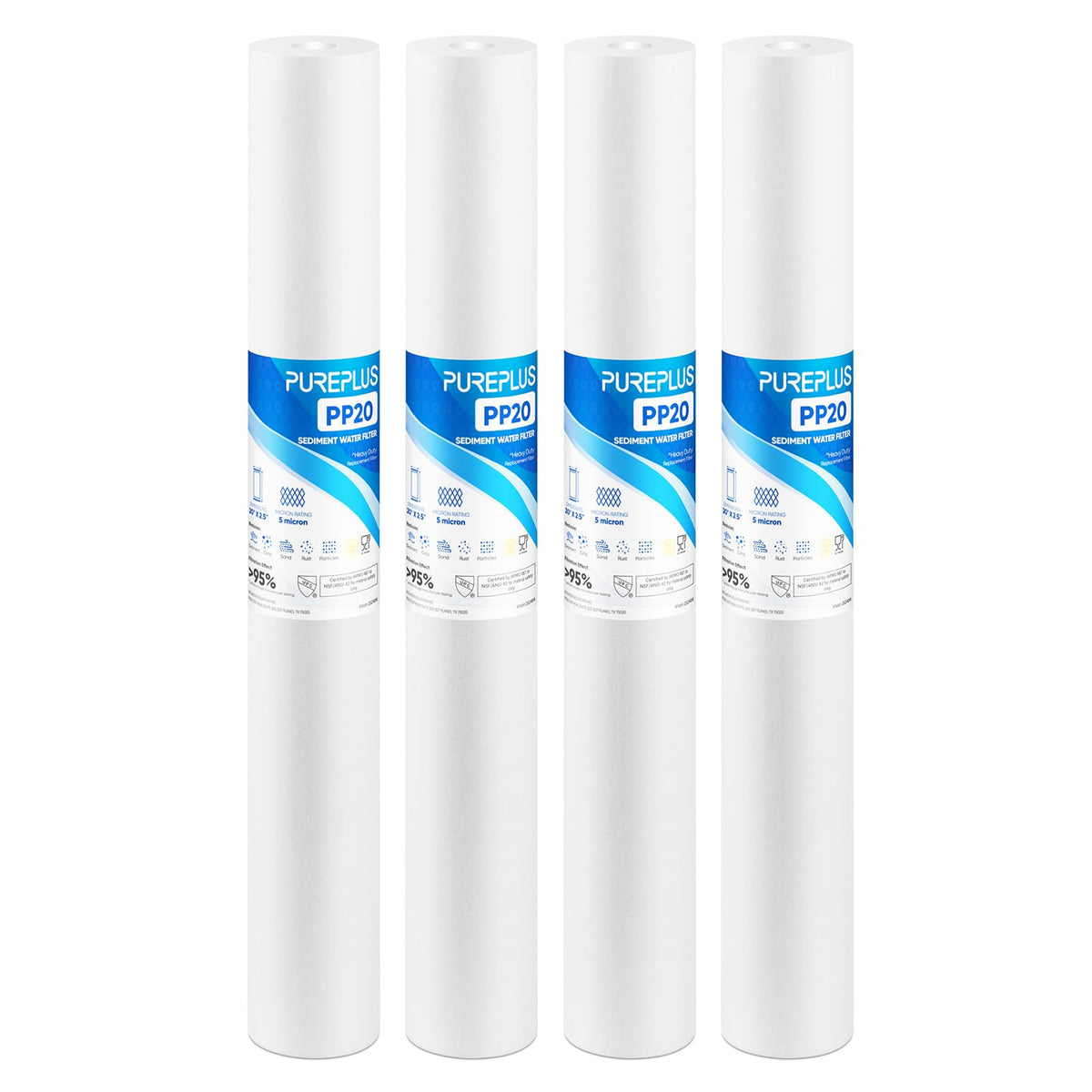 PUREPLUS 5-micron filter core removes sediments for clearer tap water