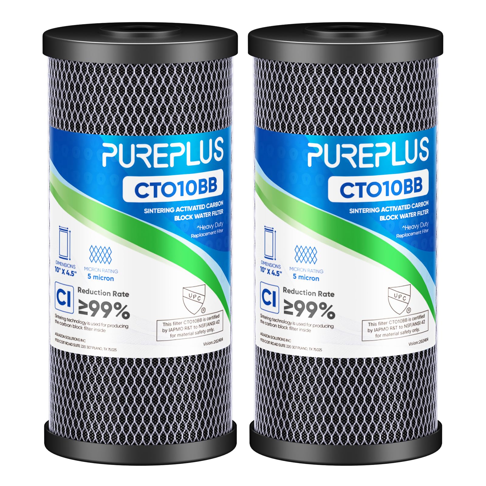PUREPLUS 5-micron CTO filter closeup for finer filtration and clearer water.