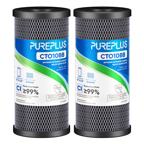 PUREPLUS 5-micron CTO filter closeup for finer filtration and clearer water.