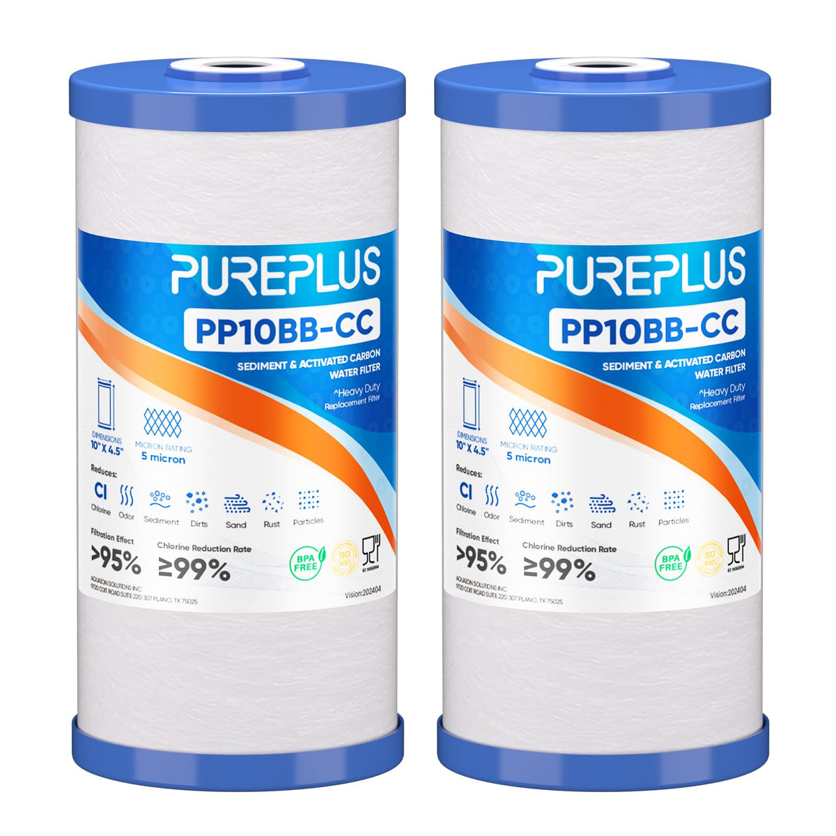 PUREPLUS 5 micron filter packaging shows easy installation for home systems