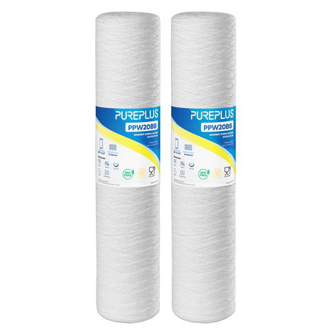 PurePlus 5-micron sediment filter 20x4-5 pack reduces sediment and rust for clearer water.