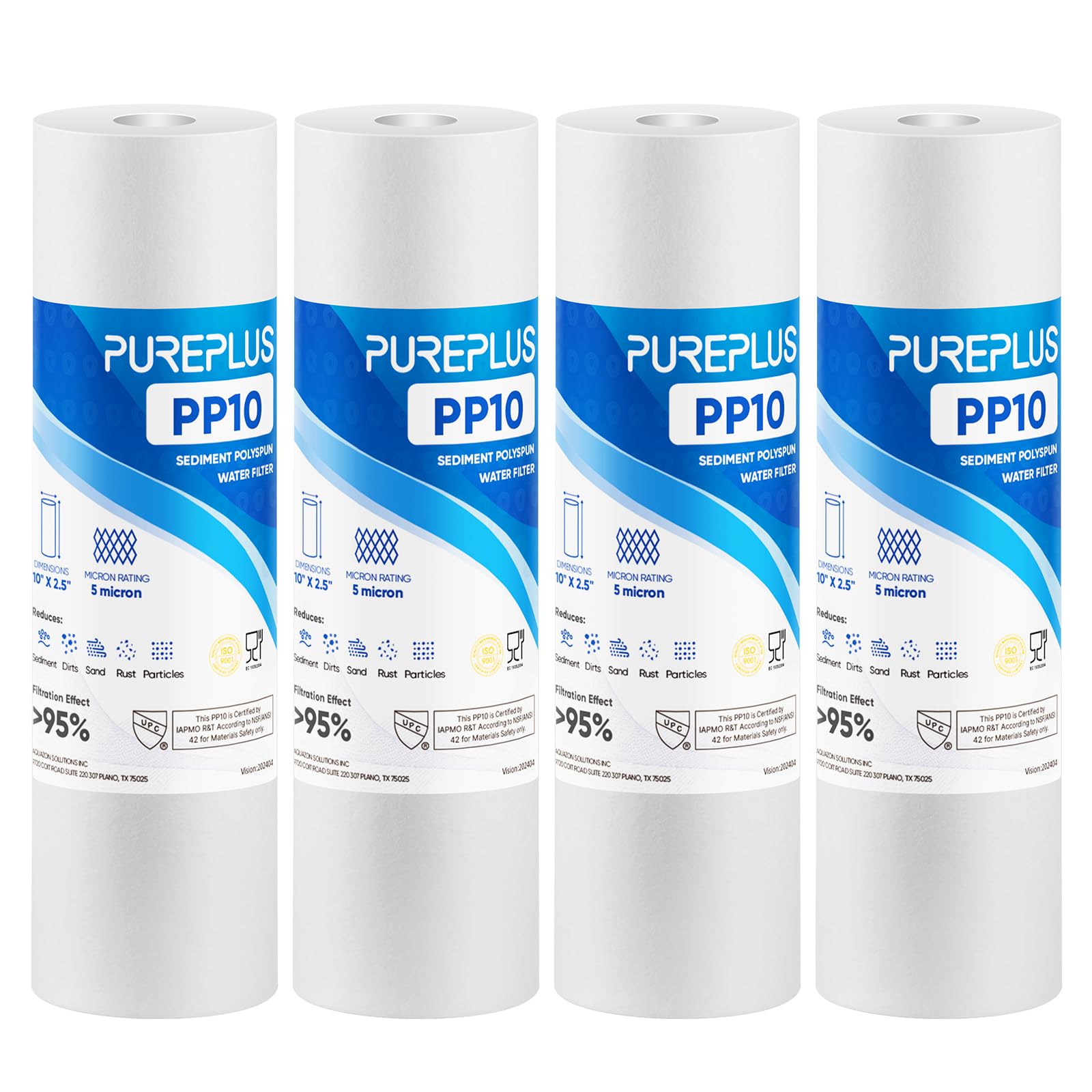 PUREPLUS 5-micron sediment filter close-up highlighting multi-layer density for cleaner water.