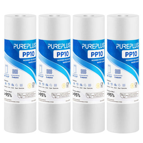 PUREPLUS 5-micron sediment filter close-up highlighting multi-layer density for cleaner water.