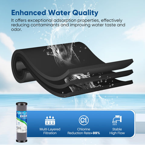 PUREPLUS coconut shell activated carbon highlights eco-friendly filtration material.