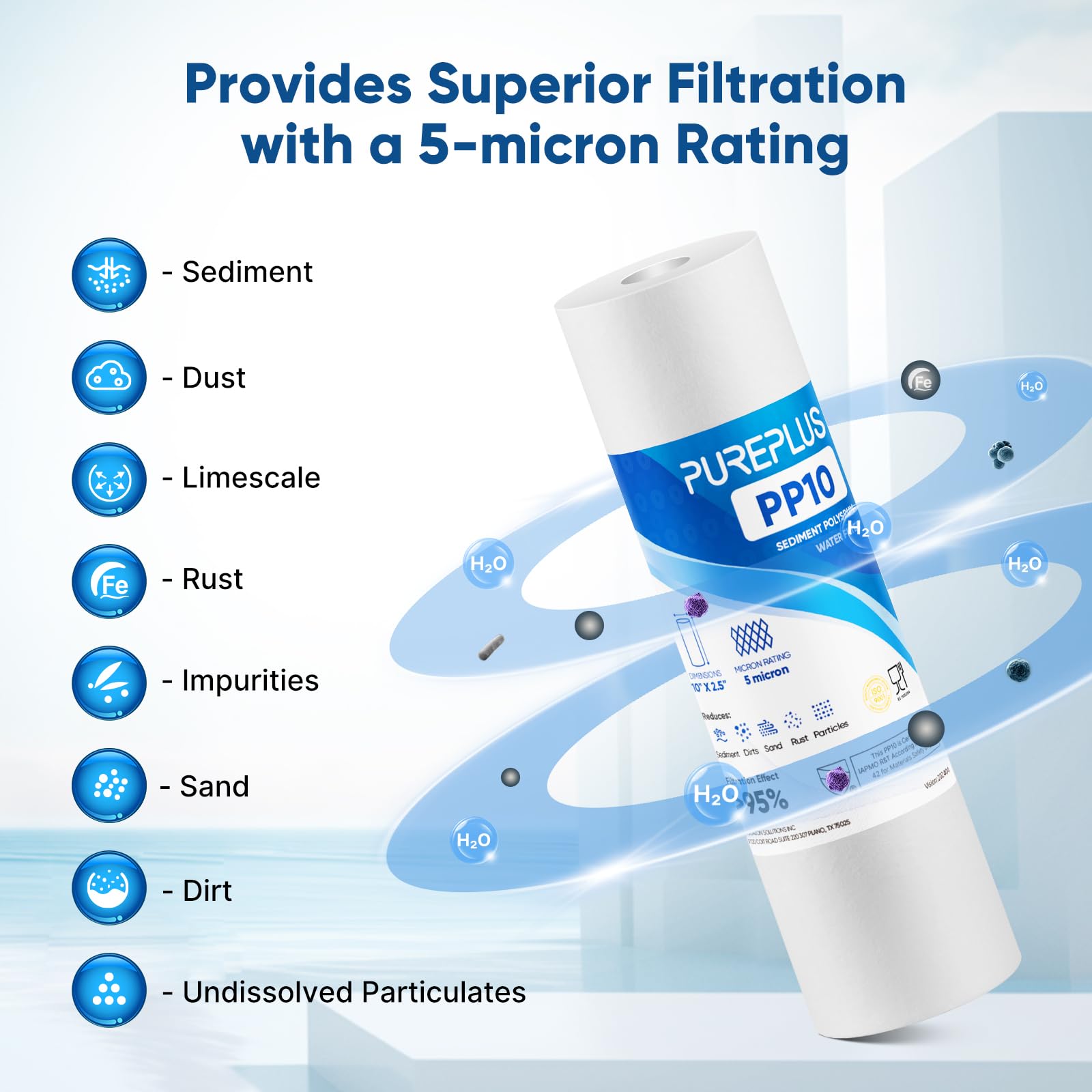 PUREPLUS filter installed in a home plumbing line for simple installation.