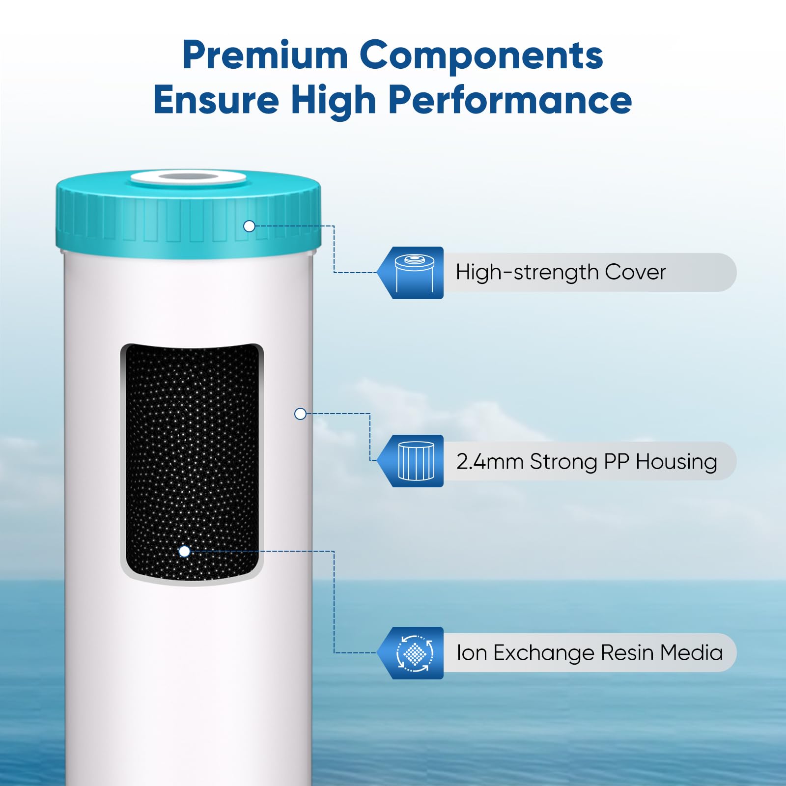 PurePlus RFN20BB resin granule filter designed for long-lasting iron and manganese reduction.